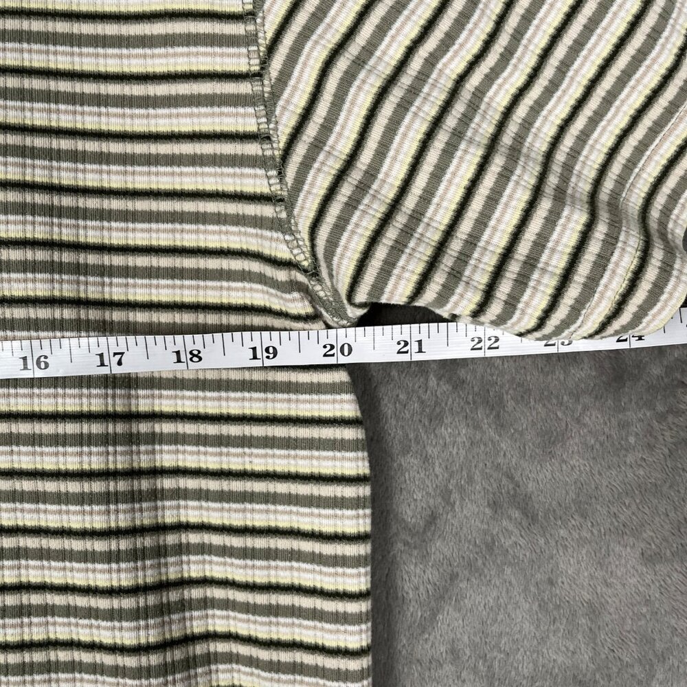 L.A. Blues Striped Henley Tee Women’s L Green Ribbed Y2K Retro Casual Normcore - Picture 6 of 8